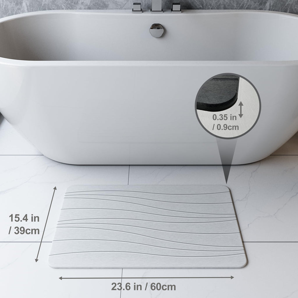 Fast Drying Stone Bath Mats, Non-Slip Diatomaceous Earth Bath Mat, Super Absorbent Bath Mat Stone (23.6''×15.4"