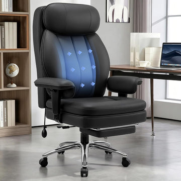 Big and Tall Office Chair with Lumbar Support, Executive Leather Computer Desk Chair, Heavy Duty Comfortable Gaming