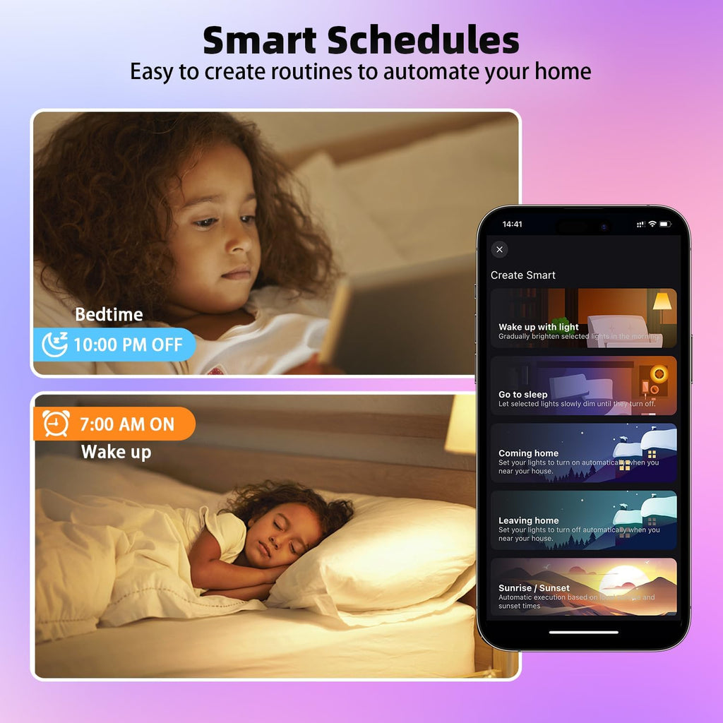 Smart Light Bulbs with Remote, Color Changing Dimmable Multicolor LED Bulb, Works with Alexa & Google Home, 9W A19