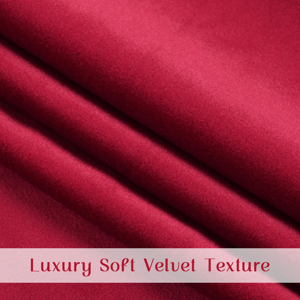 Red Velvet Valances for Windows Ruffle Valance Curtains Christmas Swag Curtains, Soft Luxury Red Window Valances Rod