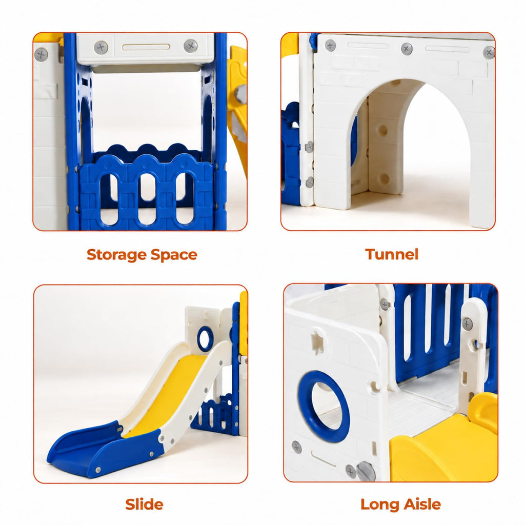 9 in 1 Toddler Slide Set, Climber Playset with Long Slope & Storage Space