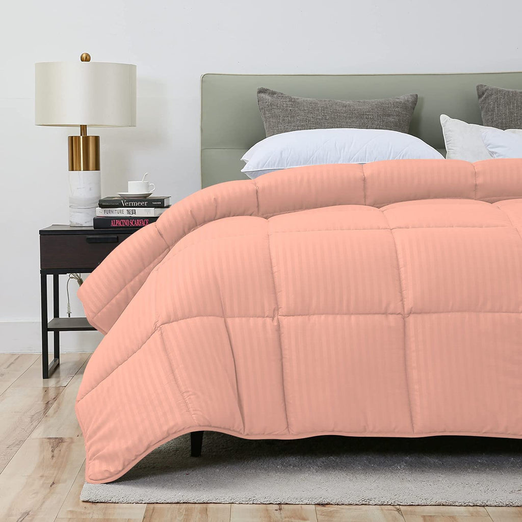 Luxurious 1000 Thread Count 5 Piece Comforter Set, 100% Egyptian Cotton Cover, Damask Stripe, 500 GSM Filling