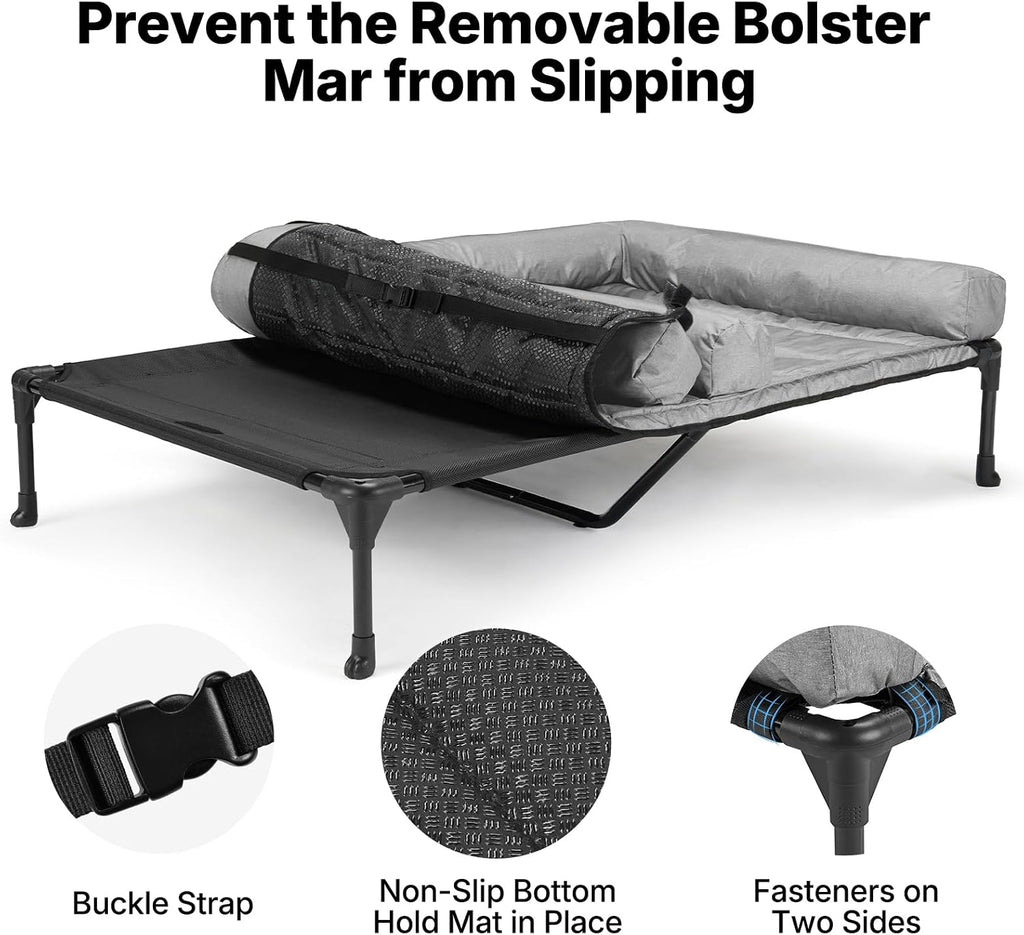 Elevated Dog Bed for 2 Dogs, Cooling Raised Dog Bed with Bolster Mat
