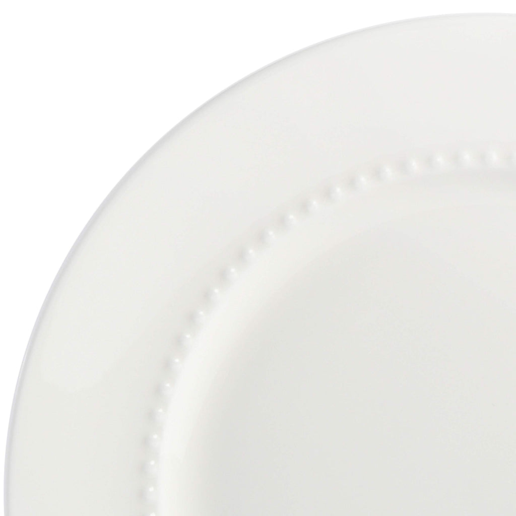 Embossed Bone China 16-Piece Double Bowl Dinnerware Set, Service for 4 - White Elegant Plates and Bowls