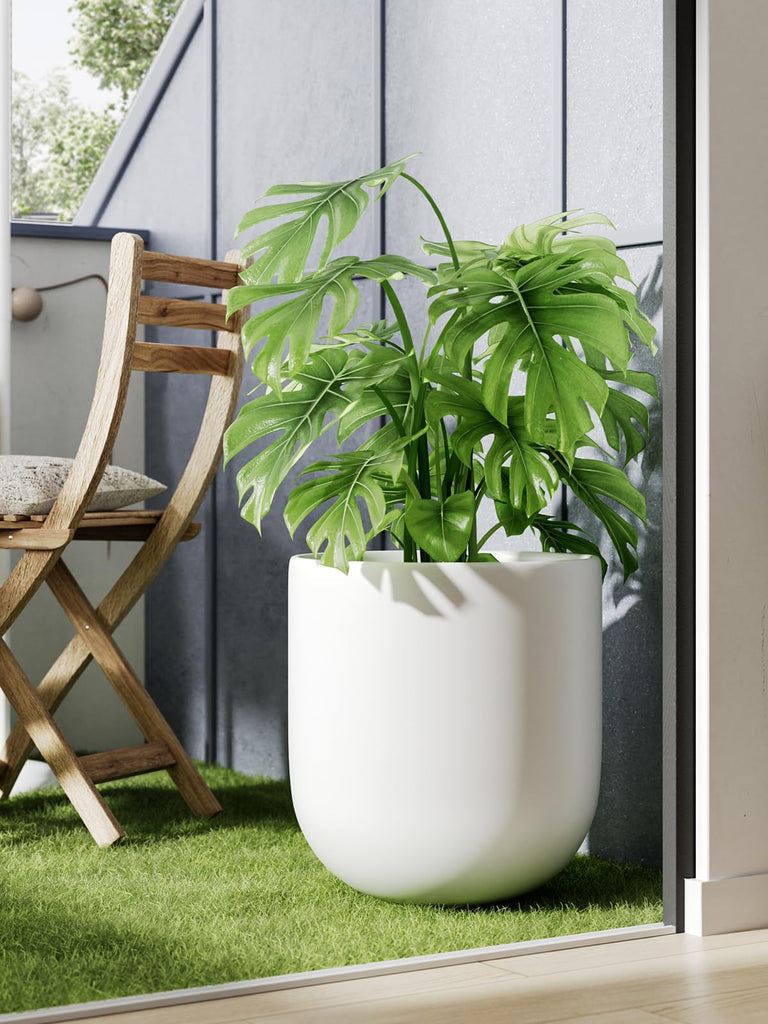 12 Inch Ceramic Pots for Plants, Large Planter, White