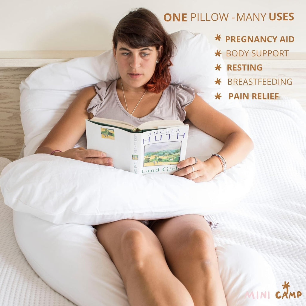 U Shaped Body Pillow - Cooling Maternity Pillow for Pregnant Women with Organic GOTS Certified Cotton Cover - Cuddle