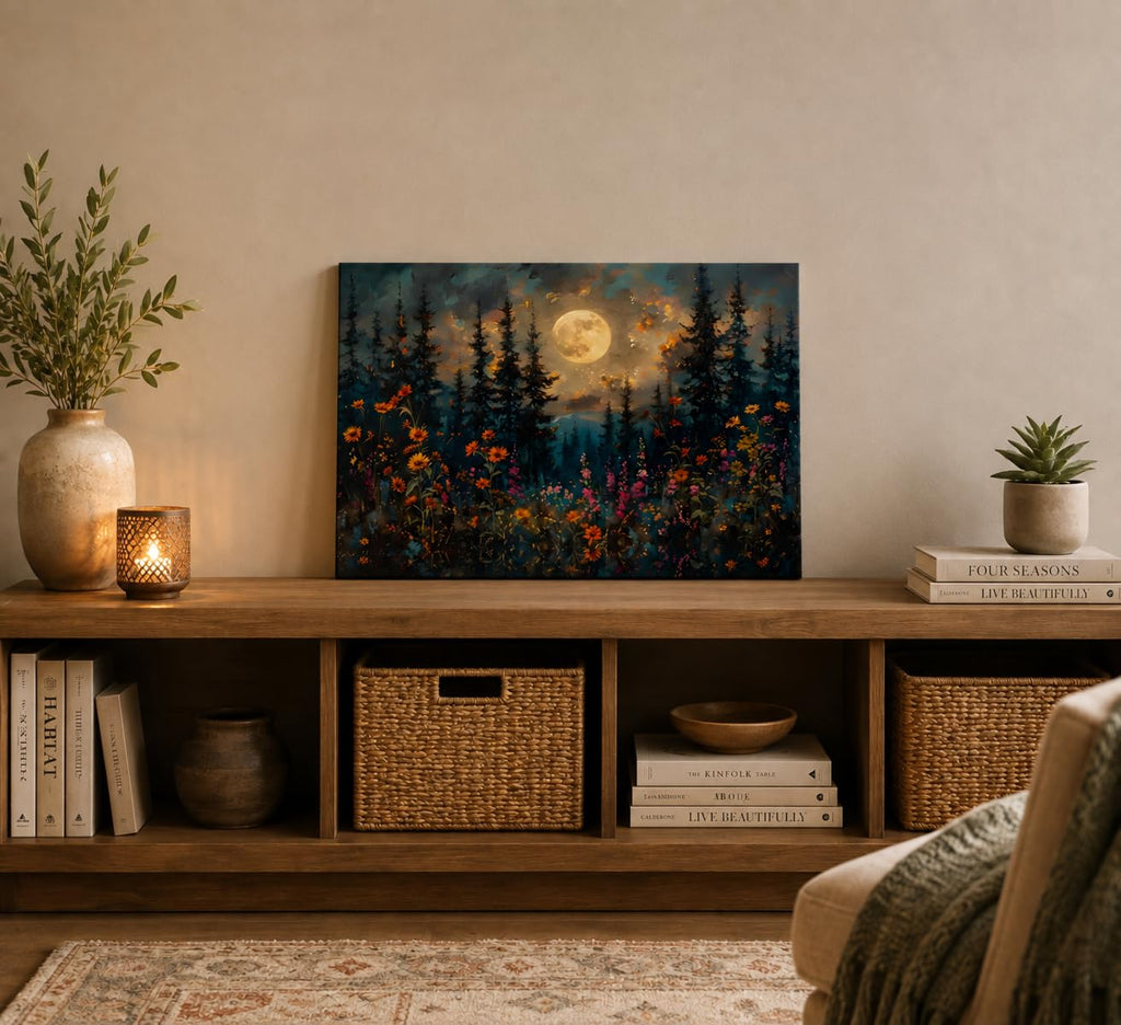 Full Moon Forest Canvas Wall Art 24x36Inch