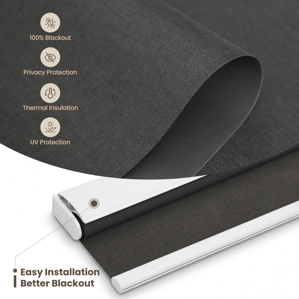 Motorized Blinds with Remote, Smart Roller Shades, Black, "