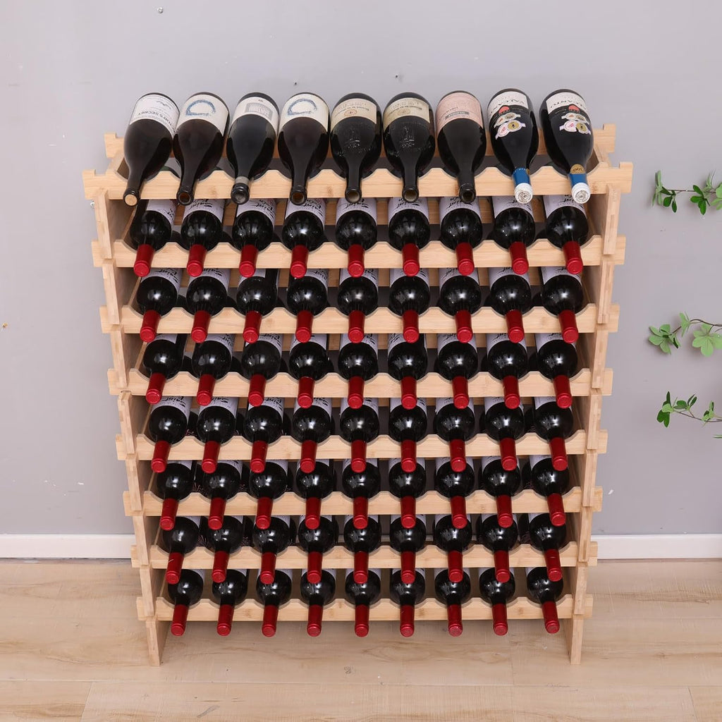 72 Bottle Stackable Storage Modular Wine Rack Cabinet Bamboo freestanding Floor Wine Holder Display Shelves
