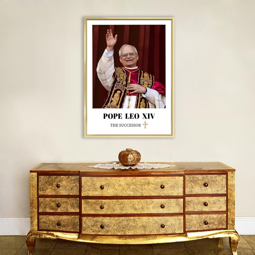 Framed Pope Leo XlV Poster Classic Portrait Christ Art Print, Religious Figure Painting For Church/Prayer Room Pray