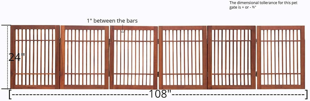 Freestanding Wooden Dog Gate Foldable Indoor Pet Gate No Drill Expandable Barrier for Doorways Stairs Hallways