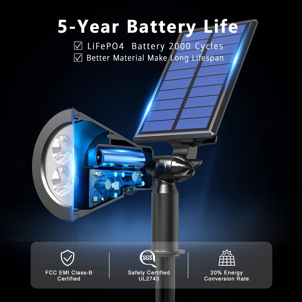 8 Pack Solar Spot Lights Outdoor Waterproof with Focus Beam