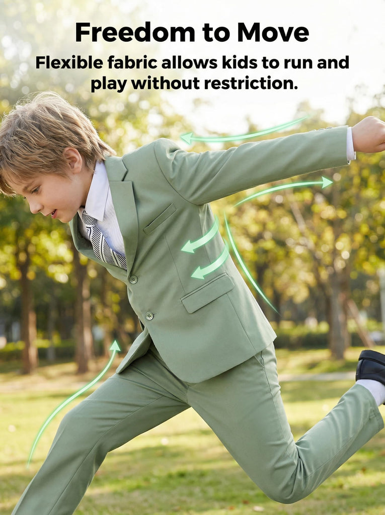 Boys Formal Suits Kids Tuxedo Suit Blazer Pants Set Sage Green