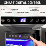 Wine and Beverage Refrigerator, 24 Inch Dual Zone Wine Cooler with Glass Door