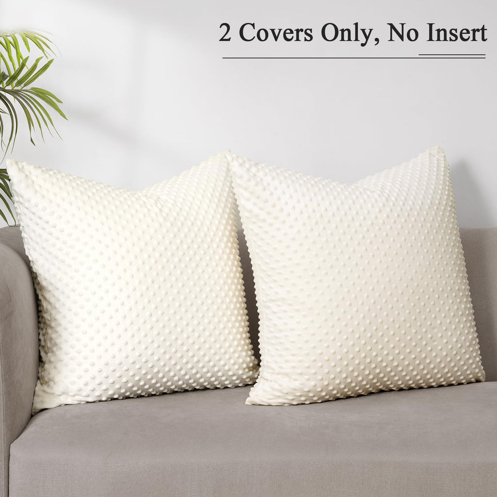 Minky Dot Euro Sham Covers 26"x 26", 2 Pack Soft Cozy Minky Bubble Real Velvet Throw Pillow Covers, No Insert, Home