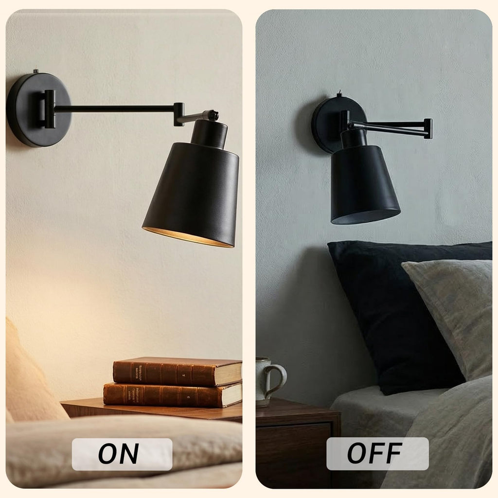 Wall Sconce Light with Adjustable Swing Arm for Bedside Reading