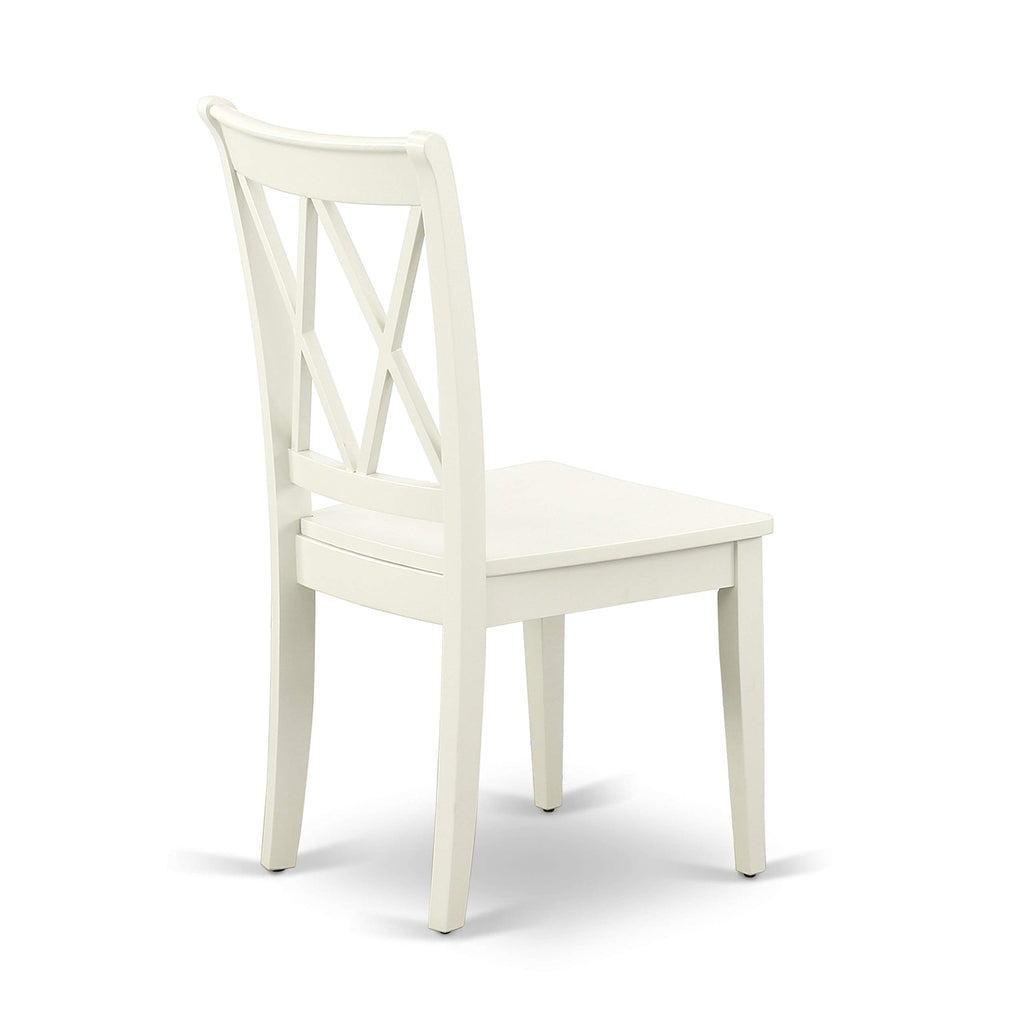 West Furniture CLC-LWH-W Clarksville Dining Room Chairs - Double Cross Back Wood Seat Chairs, Set of 2, Linen White