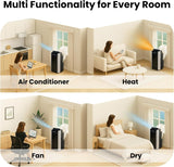 Portable Air Conditioner 14,000 BTU & Heater with Dual Hose Dehumidifier & Cooling Fan for 500 Sq Ft Rooms