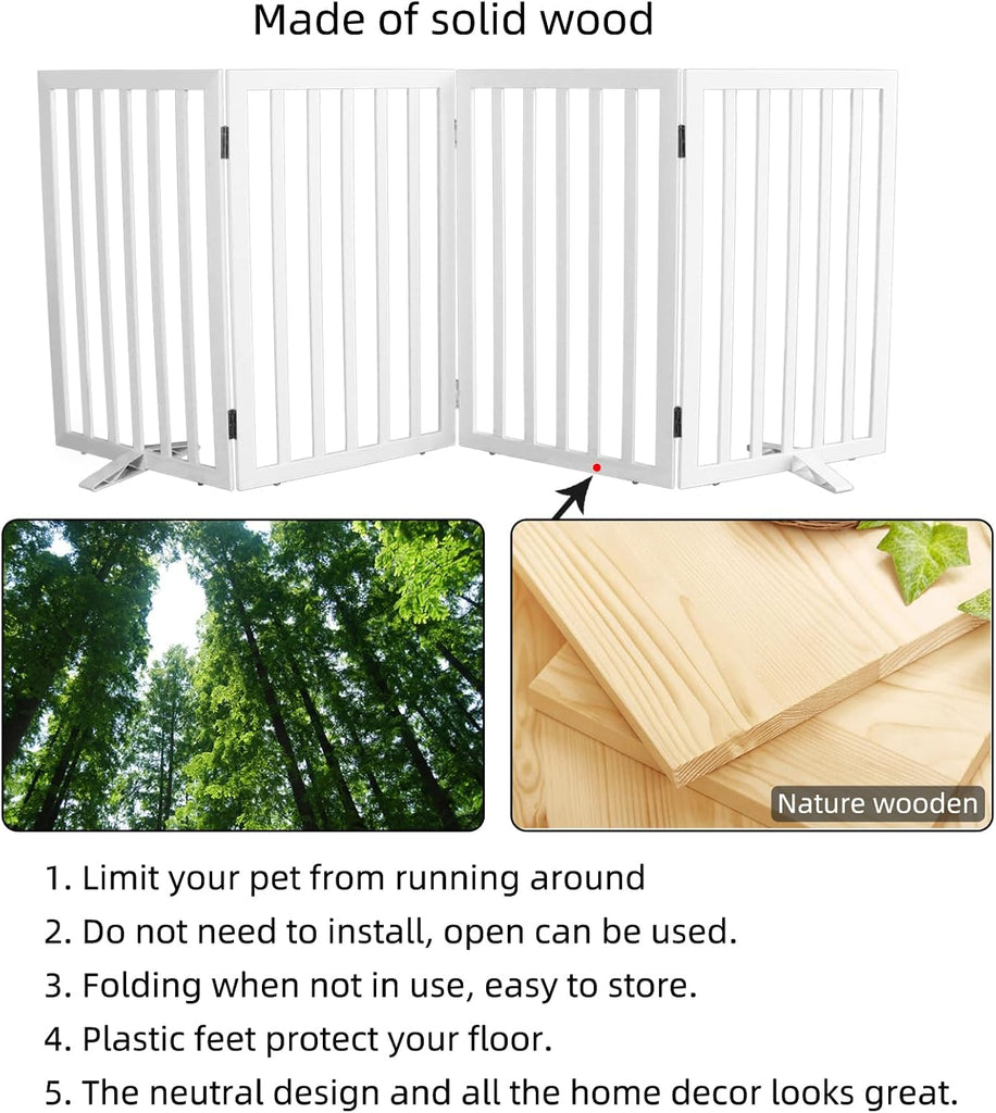 Dog Gate Indoor, Freestanding Dog Fence for The House, Doorways, Hallways, or Stairs, Pet Gate Foldable
