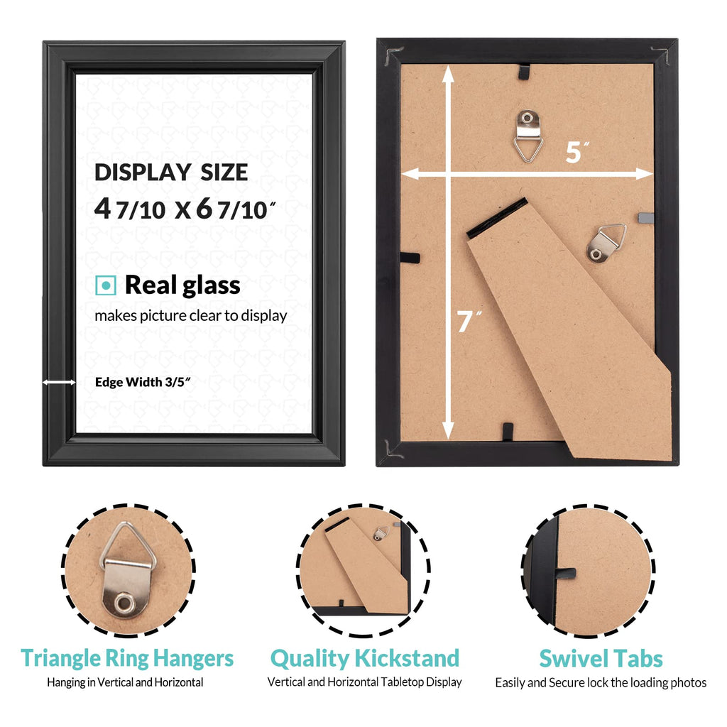 5x7 Picture Frames (12 Pack, Black) Simple Designed Photo Frame with High Definition Glass for Wall Mount & Table Top