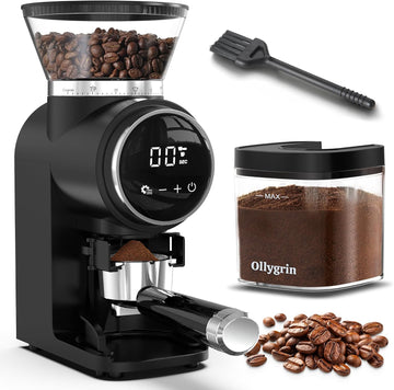 Conical Burr Coffee Grinder Electric, Touch Panel Burr Coffee Grinder with 30 Precise Settings, Compact Coffee Bean