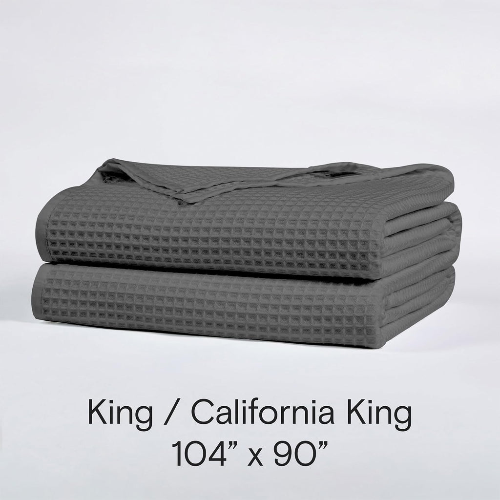 DOZ Waffle Bed Blanket, 50% Viscose Derived from Bamboo and 50% Cotton Blend, Throw Blanket for Couch and Sofa