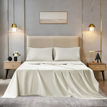 100% Cotton Sateen Sheet Set 1000 TC, Full, Ivory