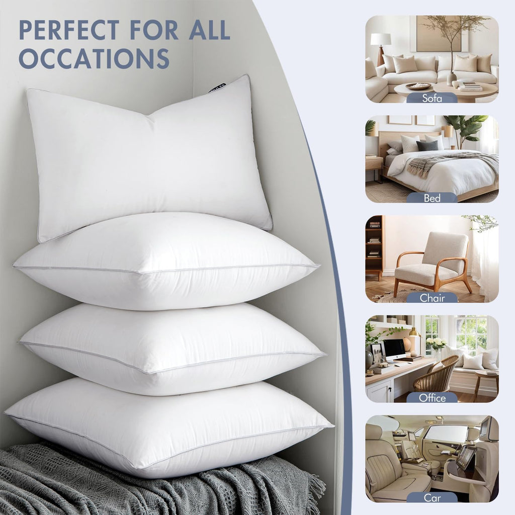 18x18 Pillow Inserts () -Decorative Throw Pillow with 100% Cotton Cover Square for Sofa Couch - Set of 4