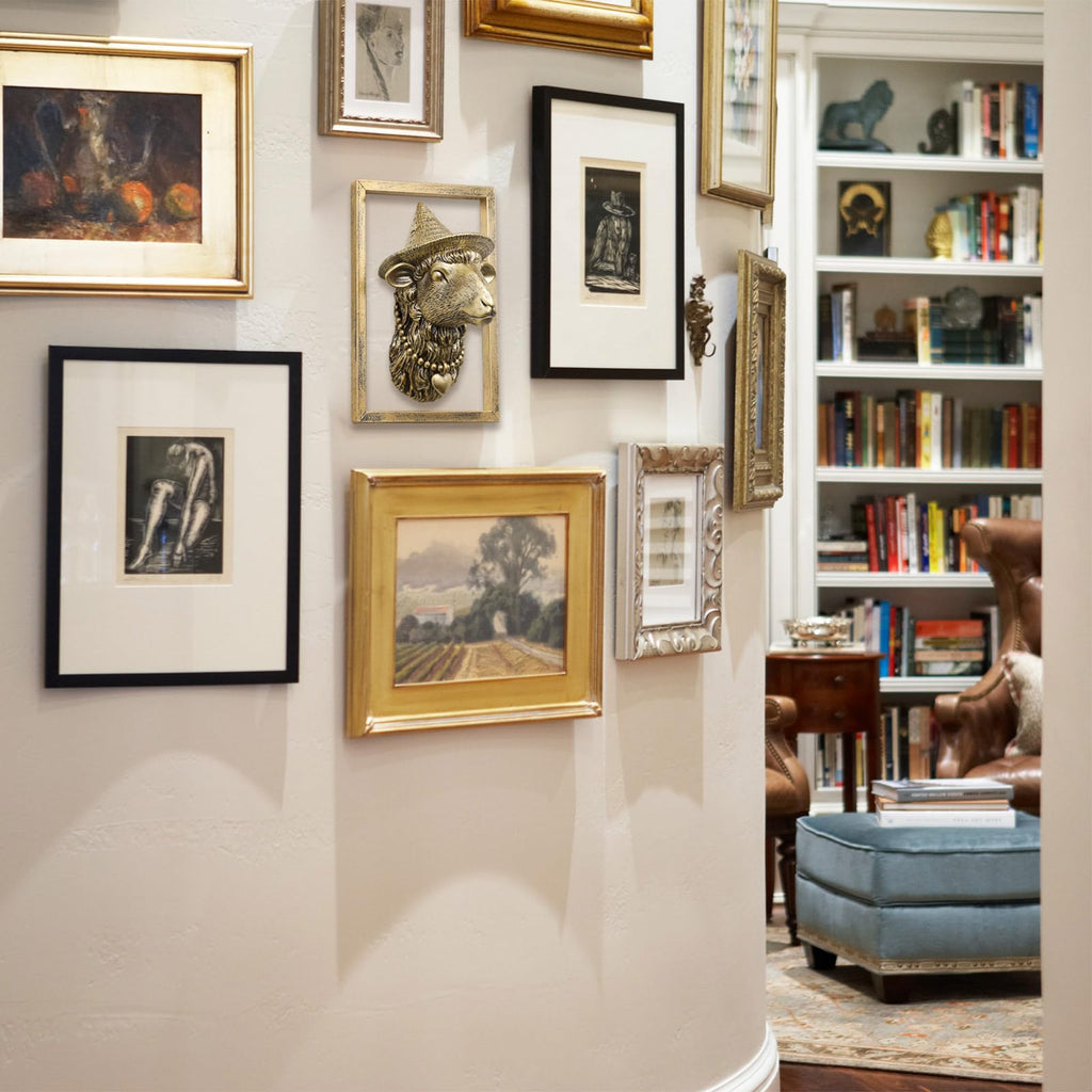 Animal Heads Wall Decor (Includes Metal Frame) Resin Animals Sculptures Head Wall Hanging Decoration Gold vintage