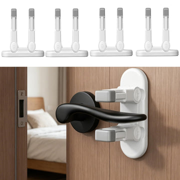 4 Pack Snap-On Door Handle Lever Locks, Child Safety Door Handle Stopper for Baby, Autism Kids-Dual Lock System, No