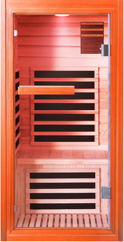 Far Infrared Sauna for Home 1 Person Indoor Wood Sauna Personal Spa Room 1065W 120V with Red Light Bluetooth Speakers