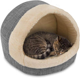 Cat Bed for Indoor Cat, Domed Tent House with Removable Pillow, Covered Cat Cave for Small Dog