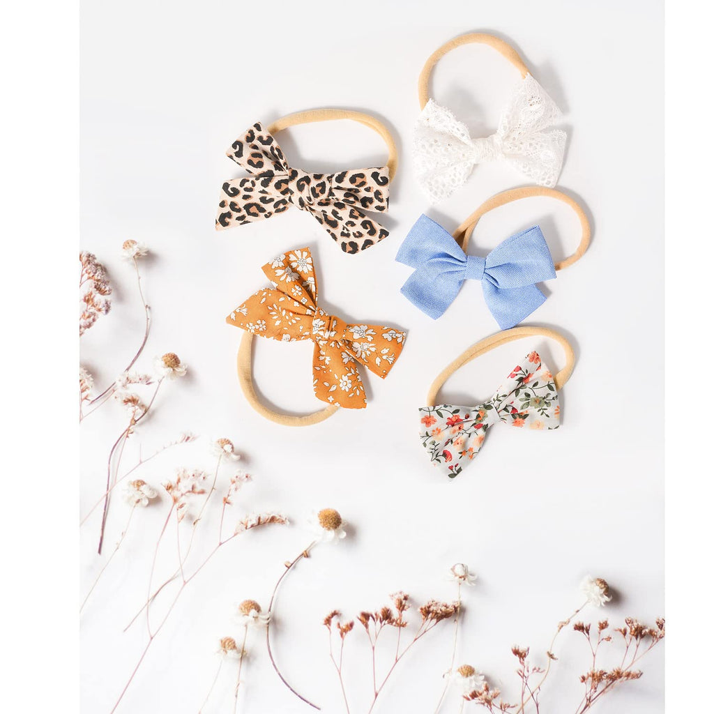 21 Pcs Baby Girls Headbands, Nylon Hairbands with Hair Bows Set