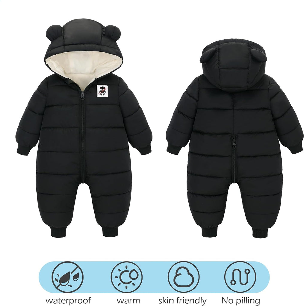 LAT Baby Snowsuit Winter -Super Warm New Born baby girls Jacket Hoodie Romper -Unisex Coat Toddler Clothes