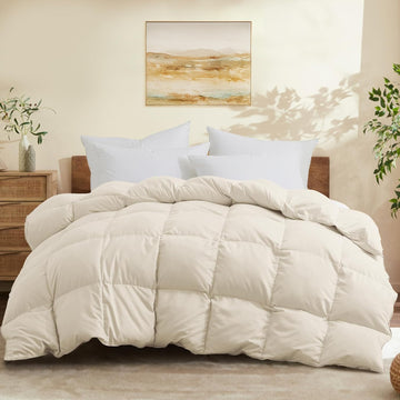 King Down Comforter - All Season Ultra Soft Goose Down & Feather Fiber Fill