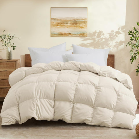 King Down Comforter - All Season Ultra Soft Goose Down & Feather Fiber Fill