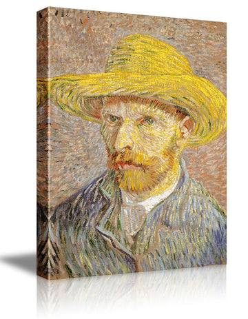 Self Portrait a Straw Hat Vincent Van Gogh - Oil Painting Reproduction on Canvas Prints Wall Art, Ready to Hang