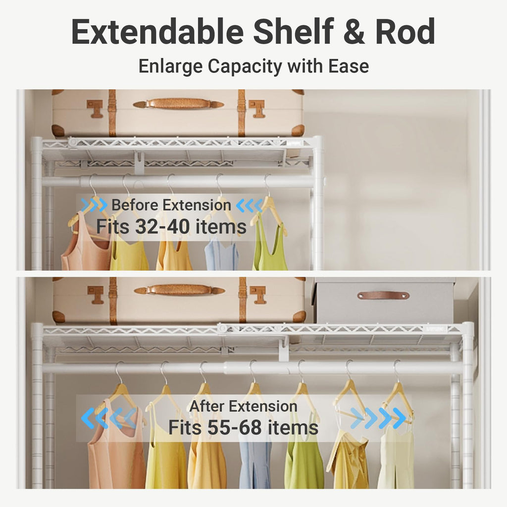 X1 Plus Expandable Heavy Duty Clothes Rack, Clothes Organizer White