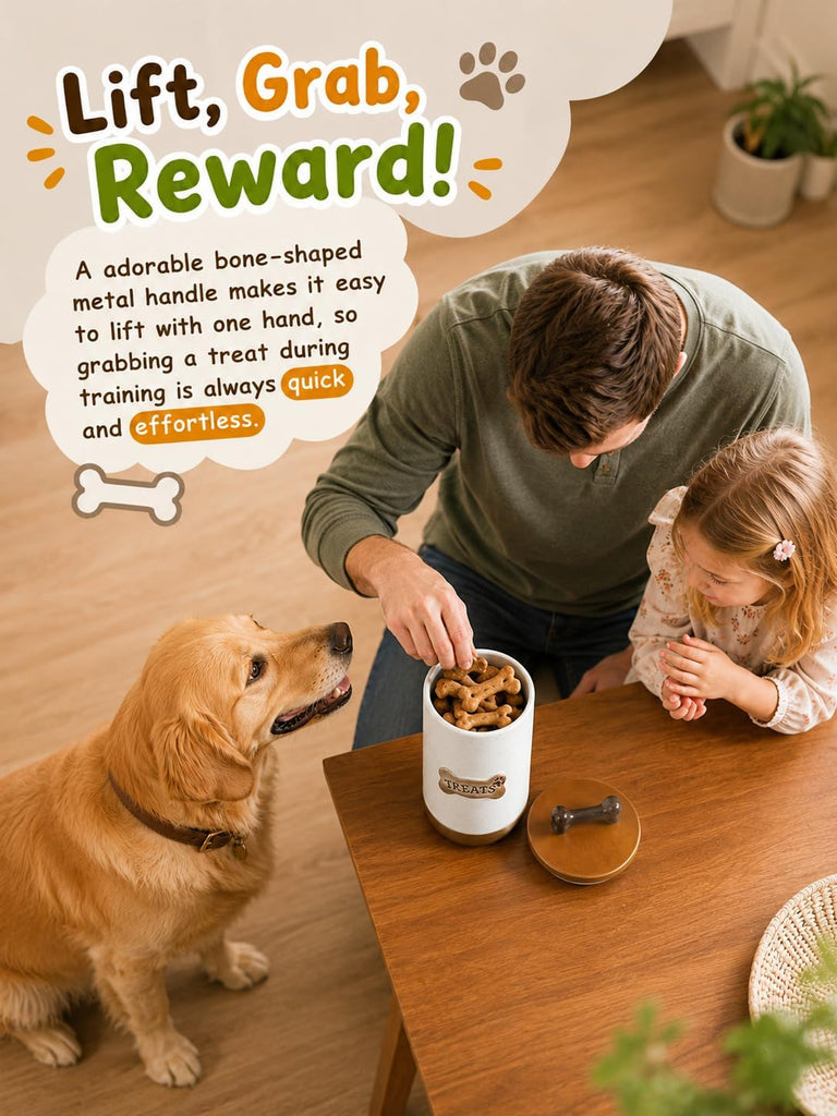 Airtight Dog Treat Jar with Lid, Dog Treat Container for Countertop