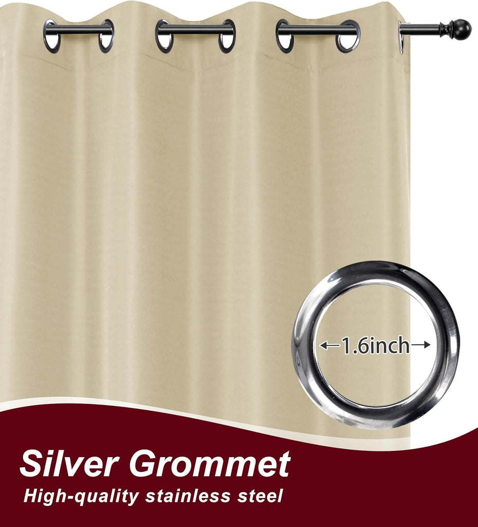Grommet Outdoor Curtains Waterproof 8 Pcs 54x84 In Cream | Weatherproof Balcony Outside Curtains, Poolside Privacy