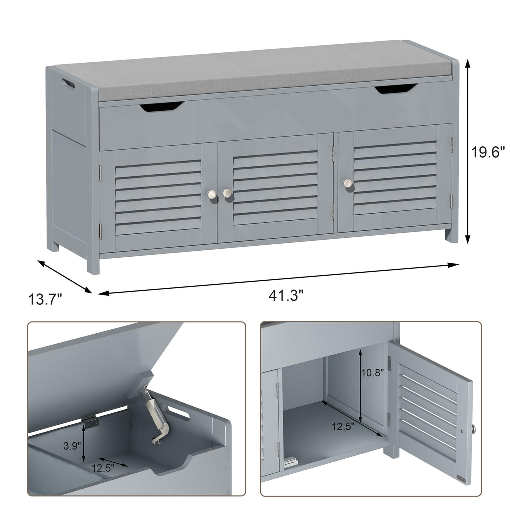 Shoe Storage Bench with Lift Top Storage & Cushioned Seats