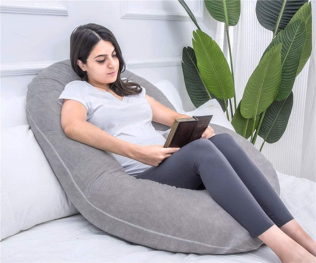 Pregnancy Pillow, C Shaped Full Body Pillow for Maternity Support and Pregnant Women Sleeping with Velvet Cover (Dark