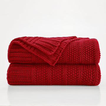 Christmas Red Stripe Knit Throw Blanket 50"x60"
