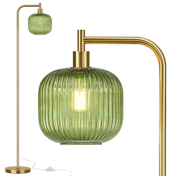 Modern Green Glass Floor Lamp, Standing Lamp