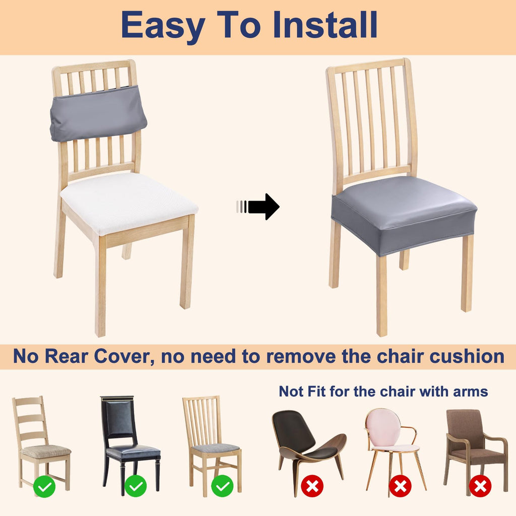 Waterproof Pu Leather Seat Covers Chairs Set of 6