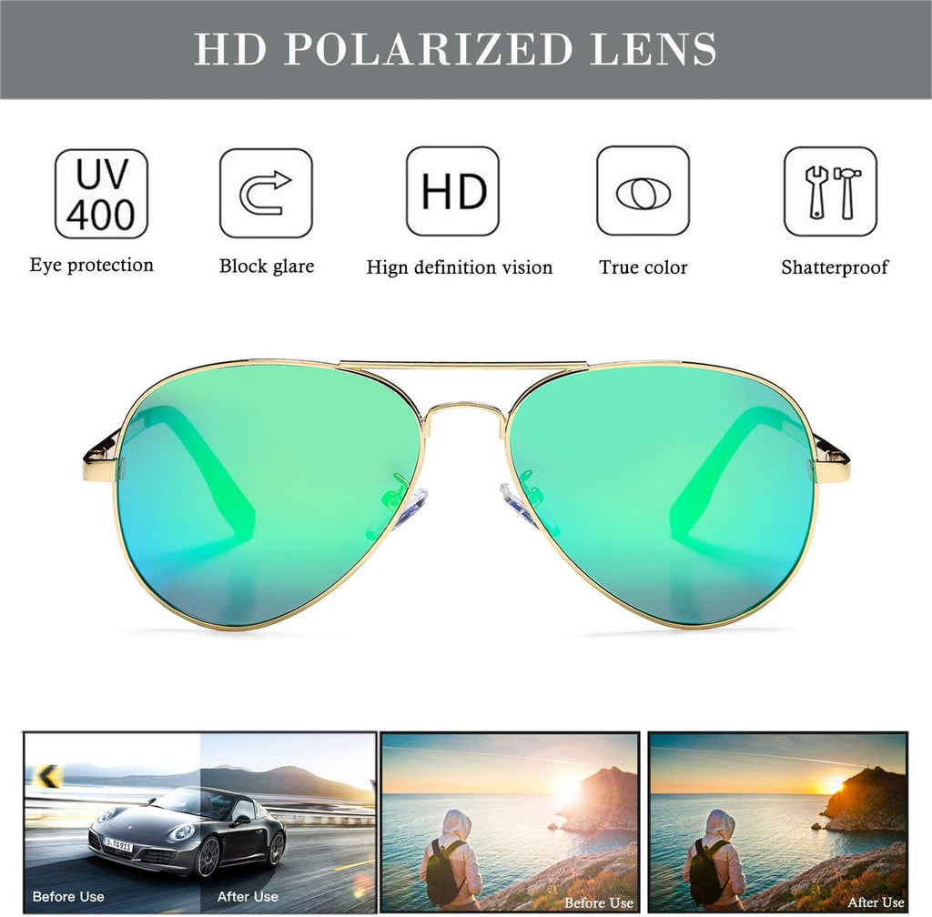 Polarized Kids Aviator Sunglasses for Girls Boys Classic Juniors Glasses UV400 Protection Lens,52mm