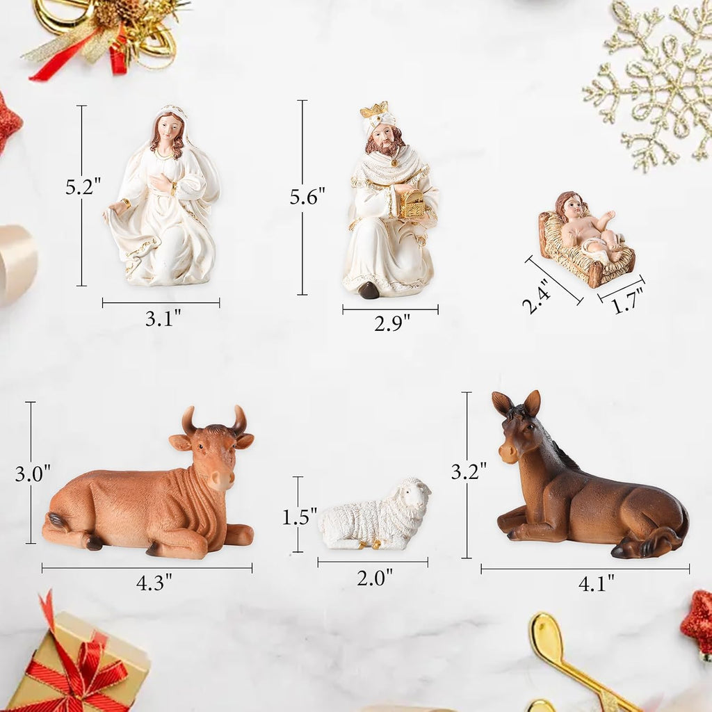 Nativity Set - 11 Piece 8.40 Inches Christmas Nativity Scene for Indoor Decorations, Resin Nativity Figurine Manger