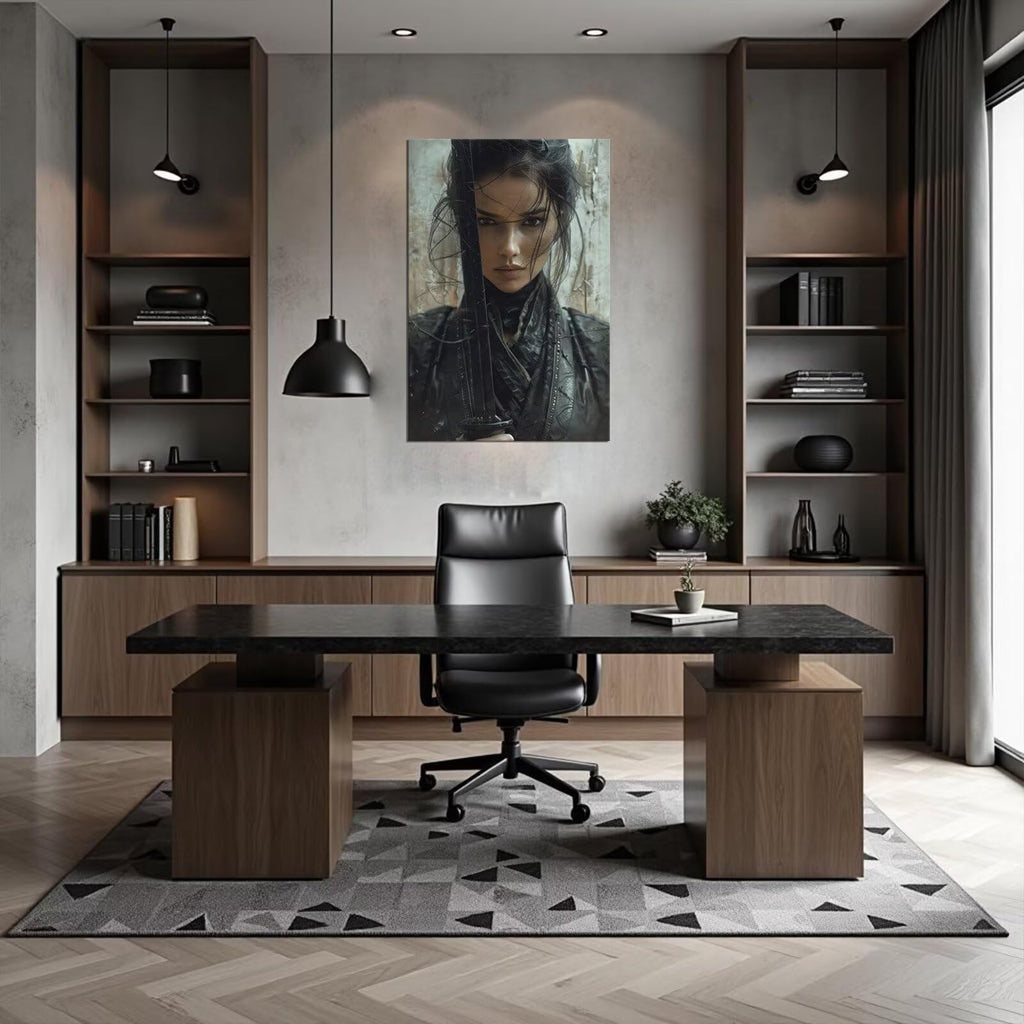 Japanese Female Samurai Wall Art Woman Fight Painting Canvas Prints Warrior Figure Pictures Bushido Posters Japanese