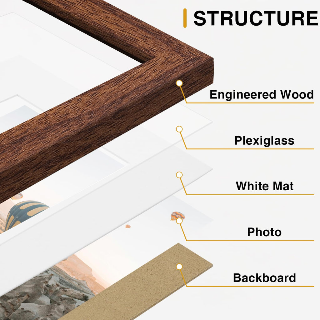 20 Pack Picture Frames Collage Wall Decor, Walnut Brown