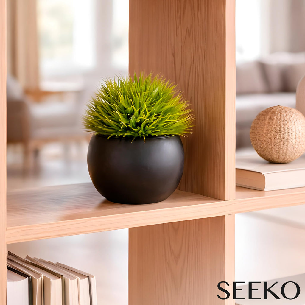 Small Fake Plants 2 Pack Black Pots Shelf Decor